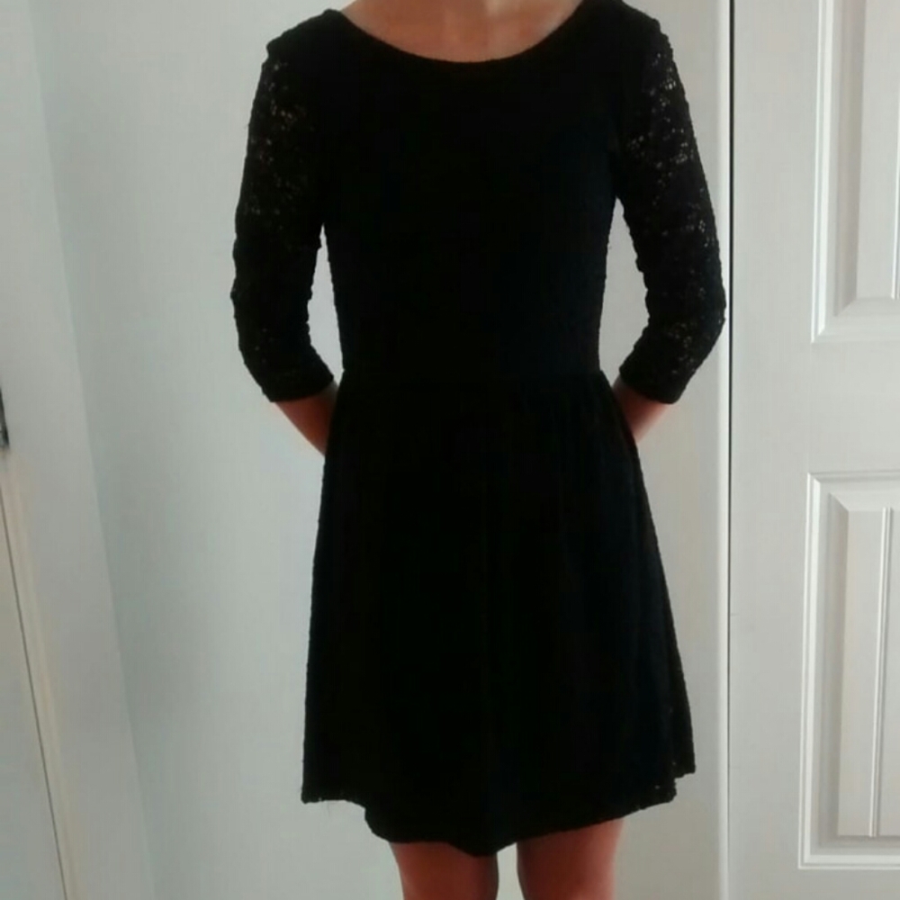 Black lace overlay dress.